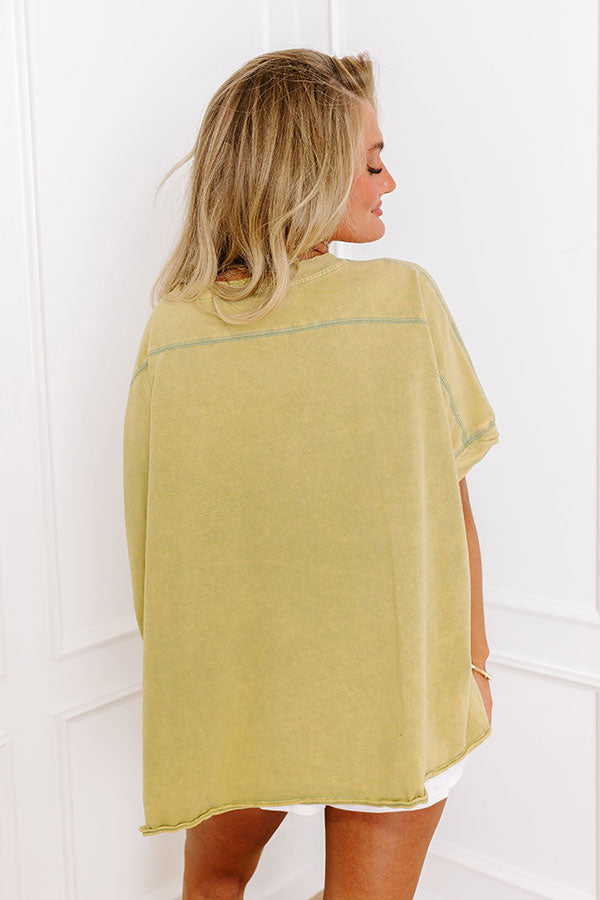 Ultimate Comfort: Mineral Wash Oversized Tee in Lime Punch