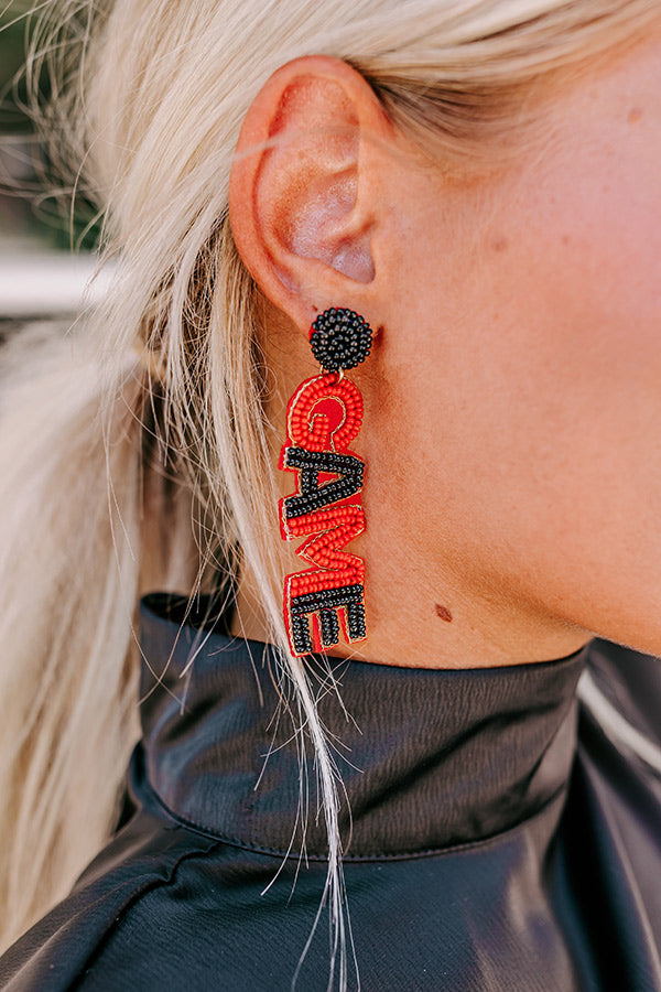 Ultimate Game Day Beaded Earrings - Red & Gold