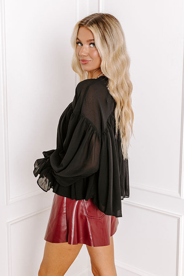 Premium Uptown Allure Chiffon Blouse - Black