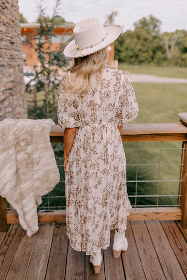 Premium Cottage Whimsey Floral Midi Dress