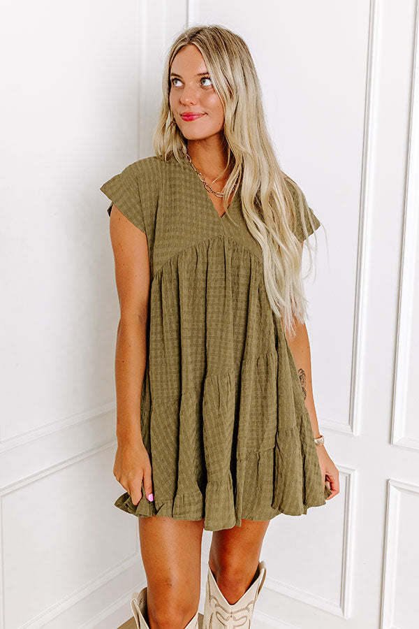 Premium Mend Your Heart Babydoll Dress - Martini Olive