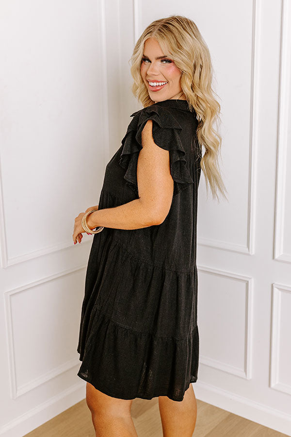 Ultimate Linen-Blend Babydoll Dress - Black Curves