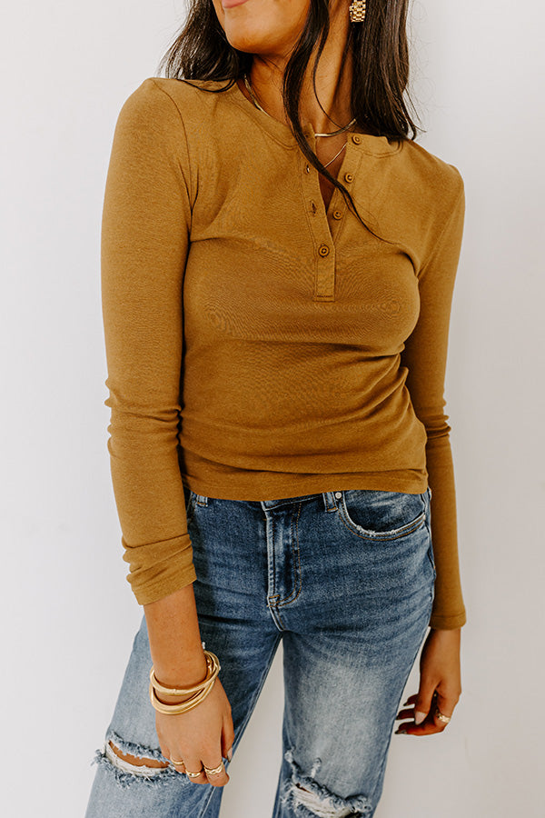 Premium Camel Henley Top - Timeless Style & Comfort