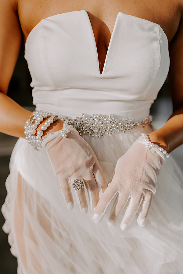 Premium Elegance Mesh Gloves with Pearl Accents
