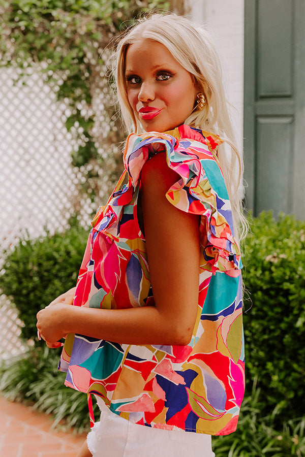 Premium Tropical Ruffle Top - Ultimate Vacay Style