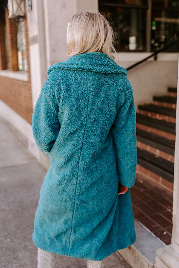 Ultimate Plush Please Sherpa Coat - Turquoise Bliss