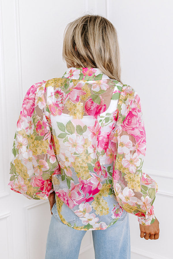 Premium Floral Organza Blouse - Garden Glamour Collection