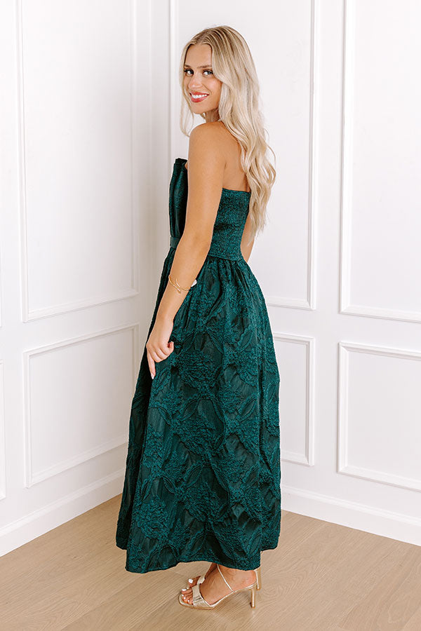 Ultimate Gala Night Jacquard Midi Dress - Dark Hunter Green