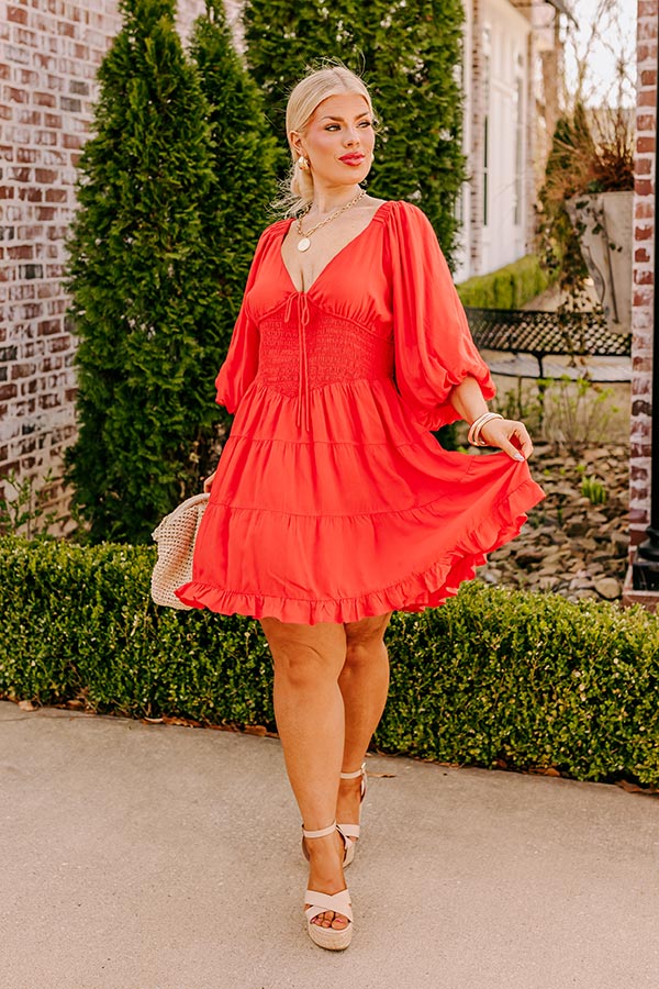 Premium Whispering Muse Smocked Mini Dress - Red Curves Edition