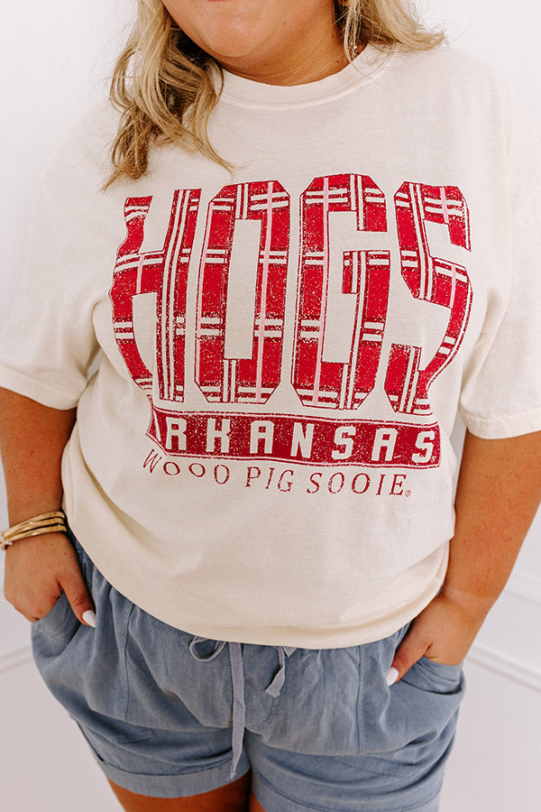 Premium Vintage Hogs Plaid Tee - Arkansas Razorbacks Fan Essential