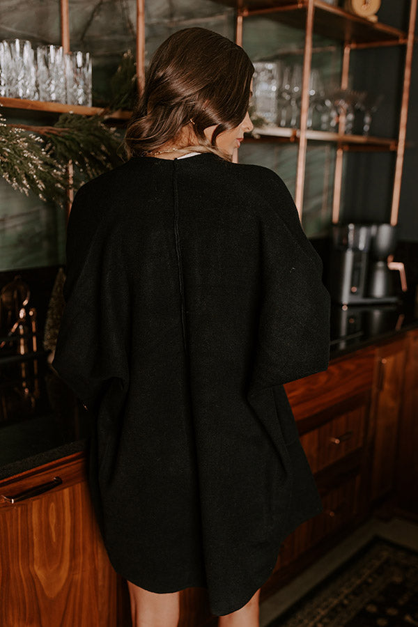 Premium Coffee Aroma Oversized Cardigan - Ultimate Comfort in Black