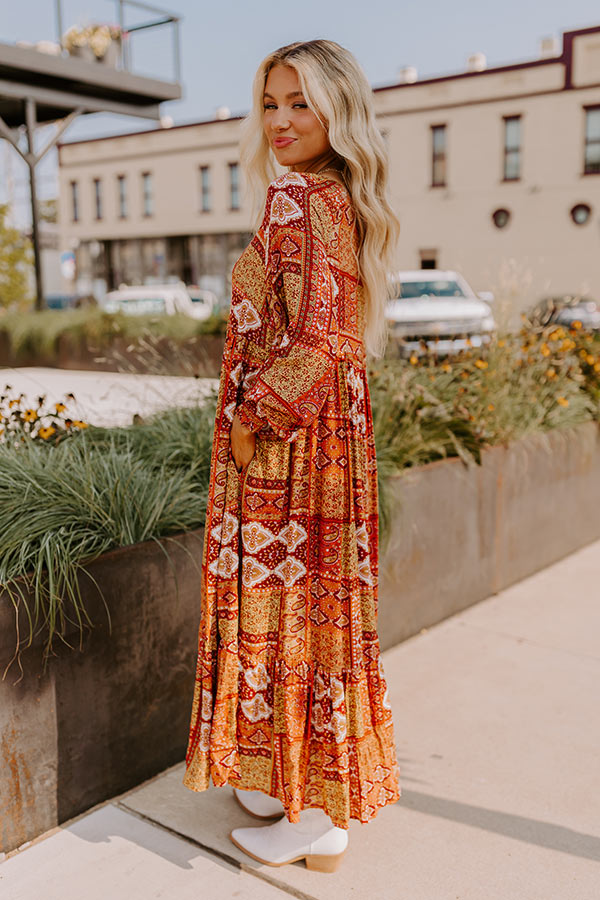 Ultimate Orchard Oasis Paisley Maxi Dress in Wine