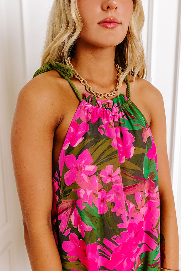 Premium Tropical Floral Mini Dress for Summer Vibes