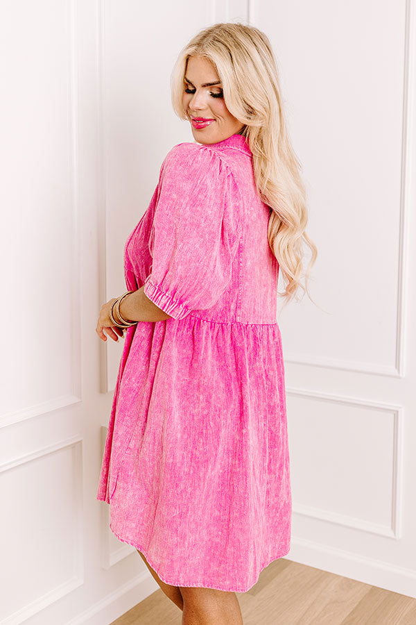 Ultimate Sweet Glance Mineral Wash Mini Dress - Pink Curves