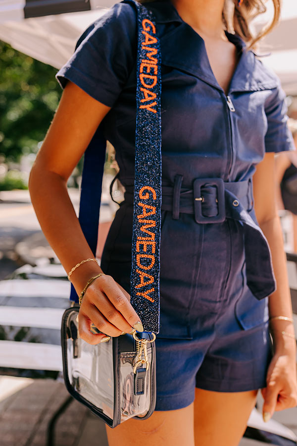 Premium Game Day Beaded Bag Strap - Orange & Navy Edition