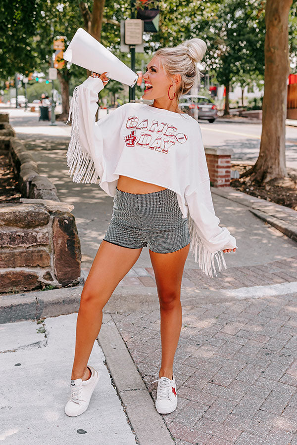 Ultimate Game Day Sequin Crop Sweatshirt - Show Your Team Spirit