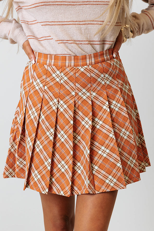 Ultimate Flirty Plaid Skort - Premium Orange Style