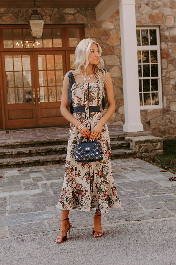 Premium Wine Country Floral Midi Dress