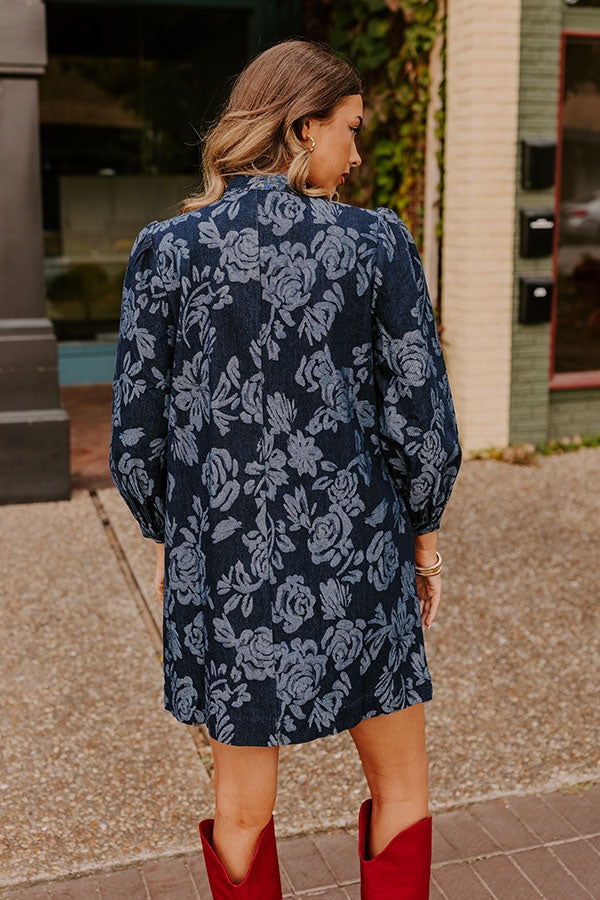 Ultimate Moonlit Rose Garden Denim Mini Dress