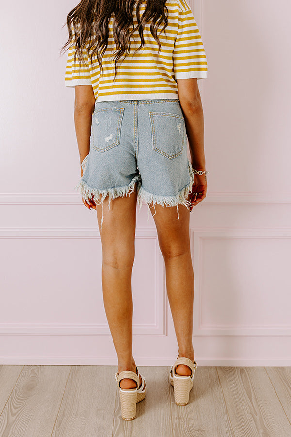 Premium High Waist Distressed Denim Shorts - Paysley Collection