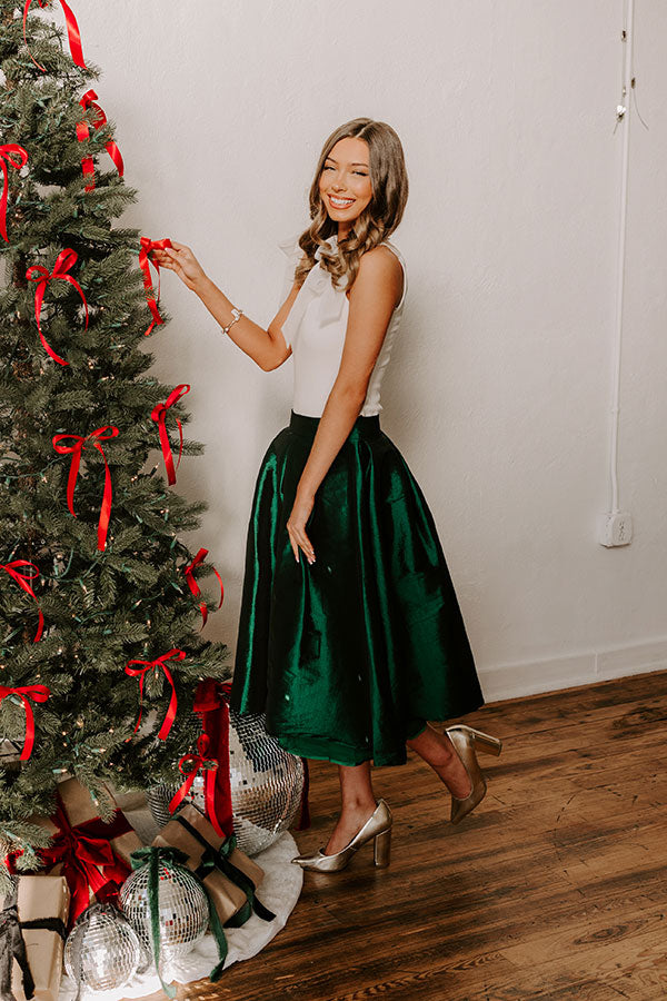 Premium Belle High Waist Midi Skirt - Hunter Green