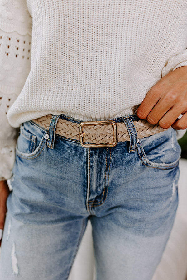 Premium Faux Leather Belt in Warm Taupe - Oh So Chic Style