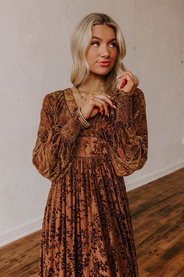 Ultimate Velvet Burnout Maxi Dress - Chocolate Romance