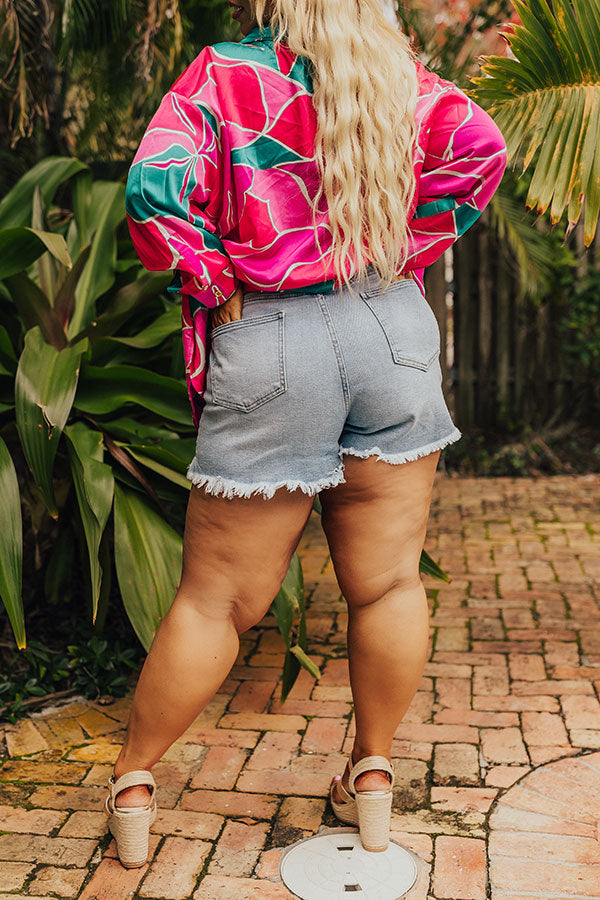 KanCan The Wendy High Waist Frayed Shorts - Premium Denim for Curves