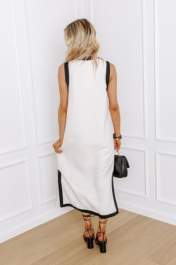 Premium Nautical Button Down Midi Dress