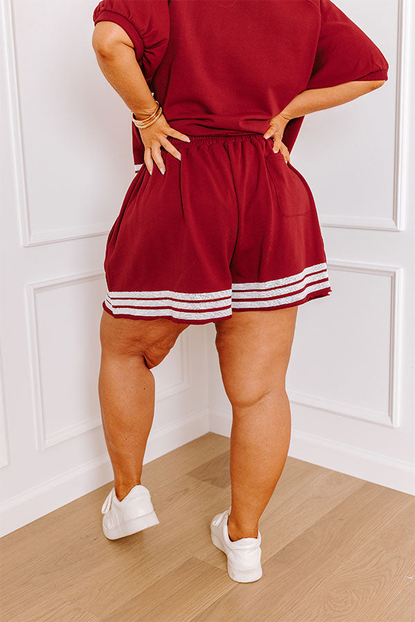 Premium High Waist Sequin Shorts - Crimson Curves Edition