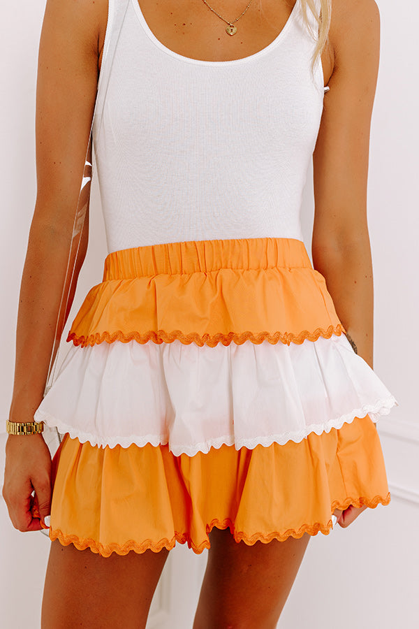 Ultimate Tailgate Cutie High Waist Tiered Mini Skirt - Orange