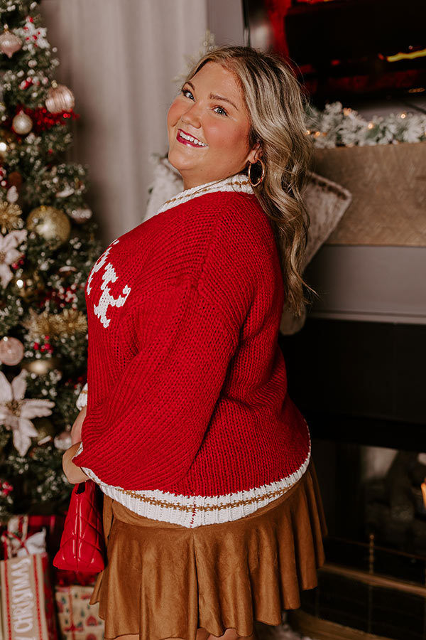 Premium Holiday Vibes Knit Sweater - Merry Red Curves