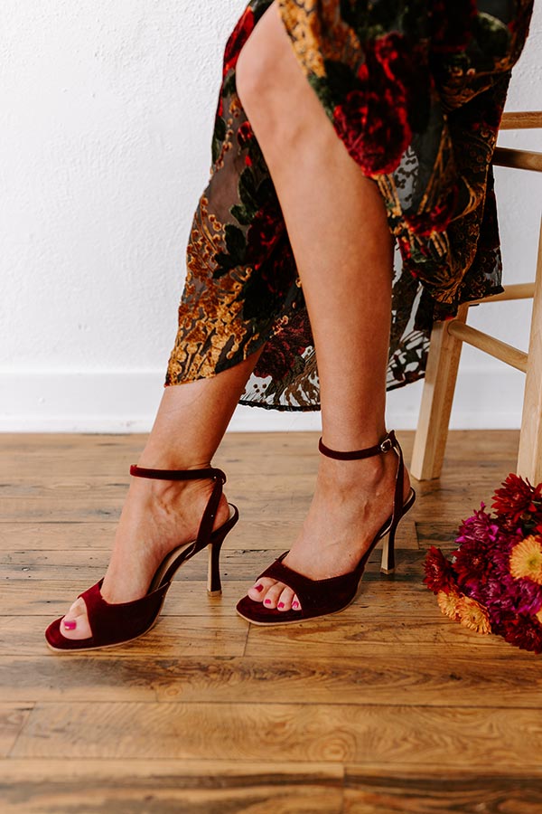 Premium Lynwood Velvet Heel - Merlot Elegance