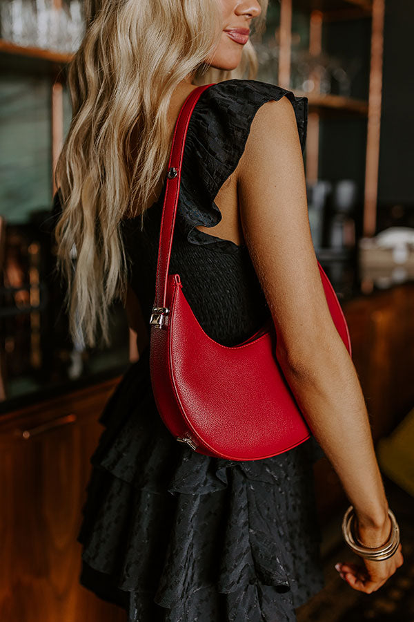 Ultimate Chic Moment Red Faux Leather Shoulder Bag