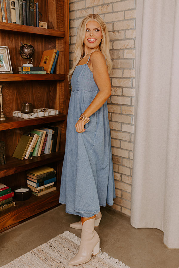 Premium Chic Stroll Denim Midi Dress