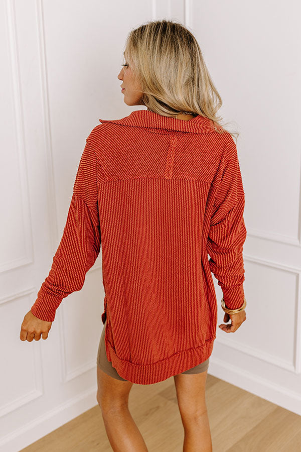 Premium Bonfire Ready Ribbed Sweatshirt - Rust