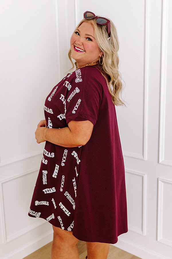 Ultimate Texas Maroon Sequin Embroidered Mini Dress for Game Day