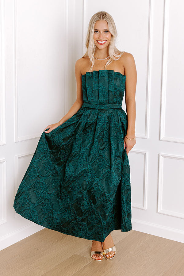 Ultimate Gala Night Jacquard Midi Dress - Dark Hunter Green