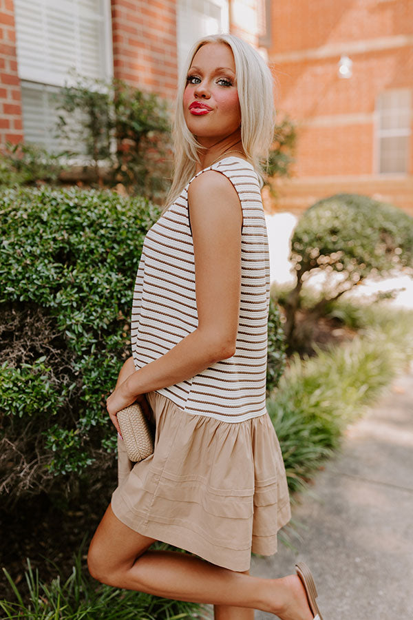 Ultimate Sweet Nothings Striped Mini Dress in Brown - Timeless Style, Modern Twist