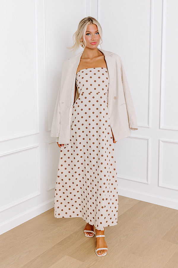 Ultimate Spotted Vineyard Linen-Blend Maxi Dress