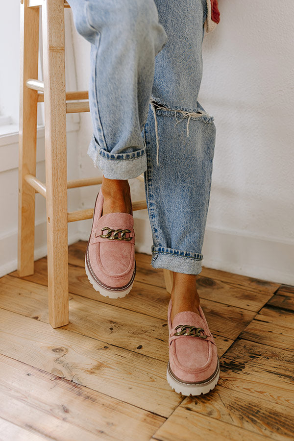 Premium Faux Suede Loafers - Blush Elegance