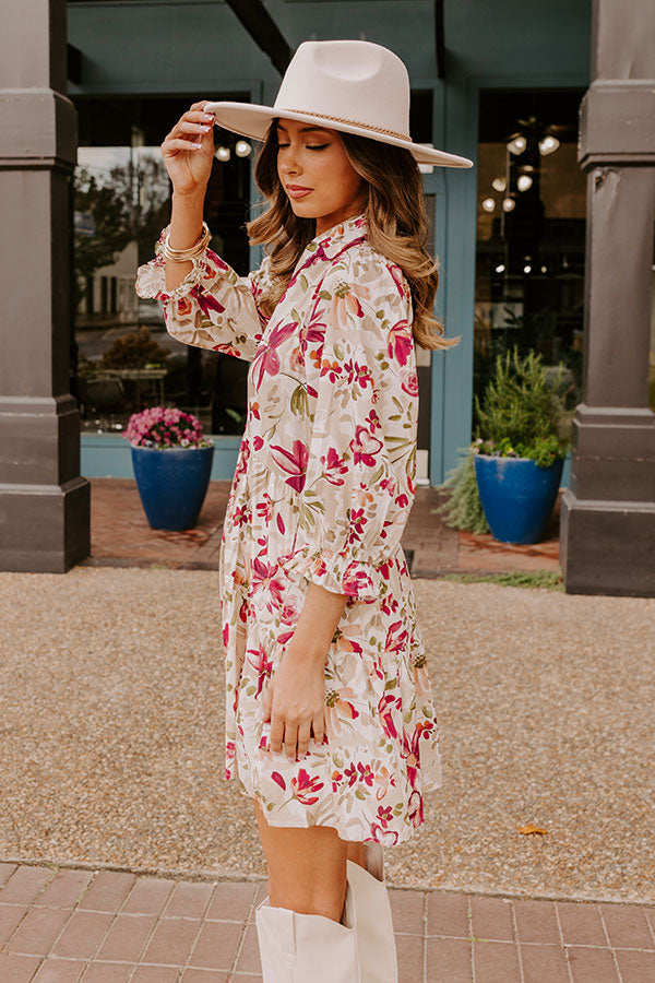 Premium Sangria Sippin' Floral Mini Dress - Ultimate Effortless Chic