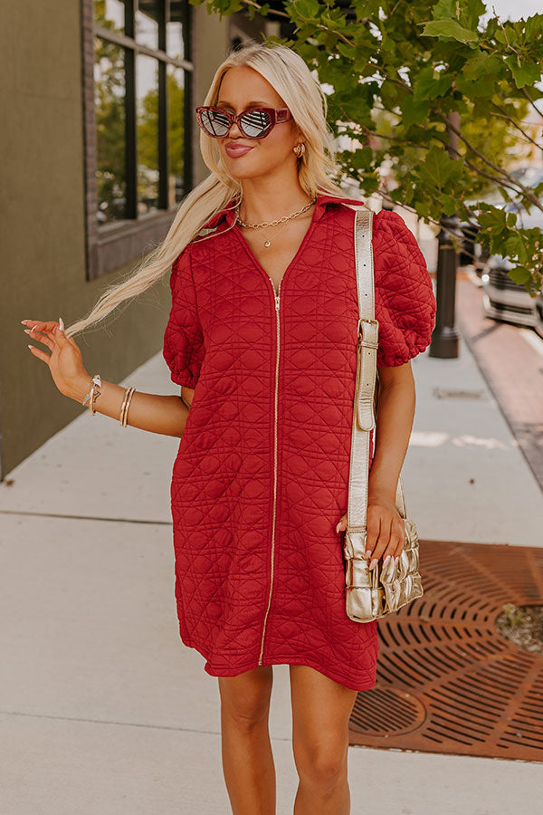 Ultimate Chic Quilted Mini Dress - Crimson Red