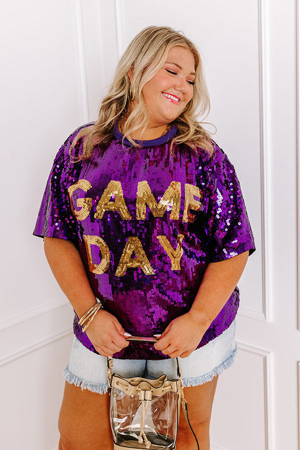 Ultimate Gameday Sequin Tunic - Purple Curves Edition