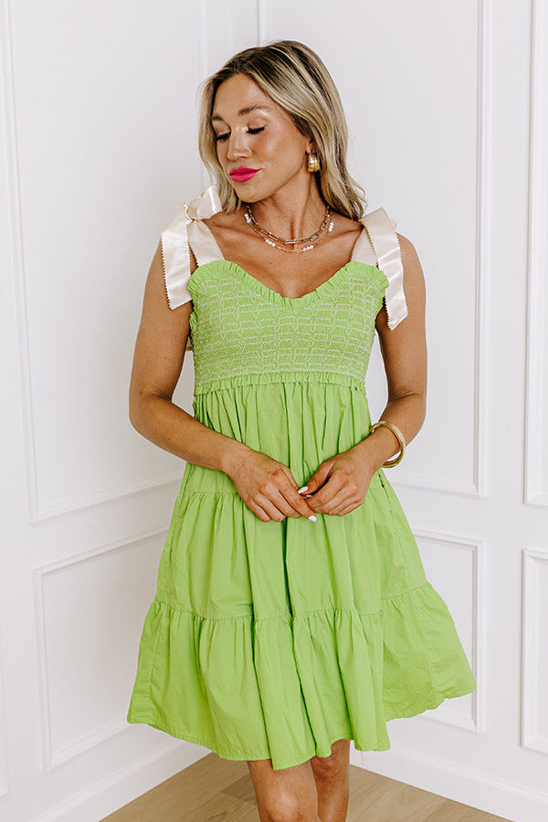 Ultimate Crush Smocked Mini Dress in Lime - Premium Style