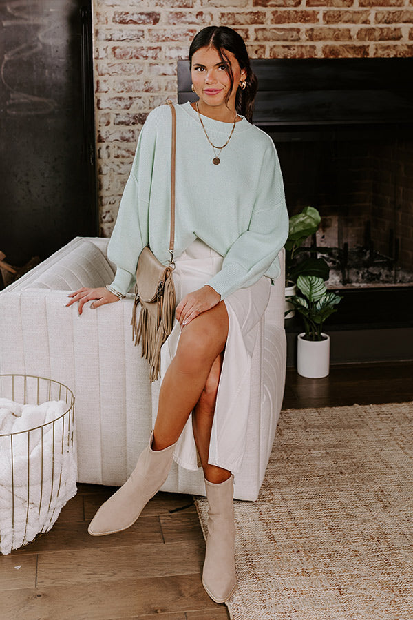 Ultimate Comfort Mint Knit Sweater for Road Trips