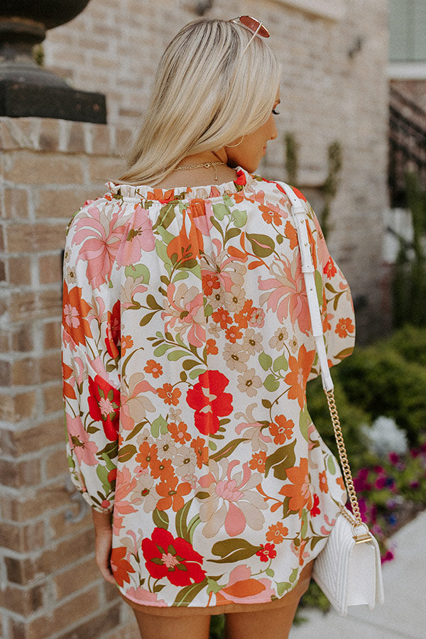 Premium Sunset Shift Top - Ultimate White Floral Elegance