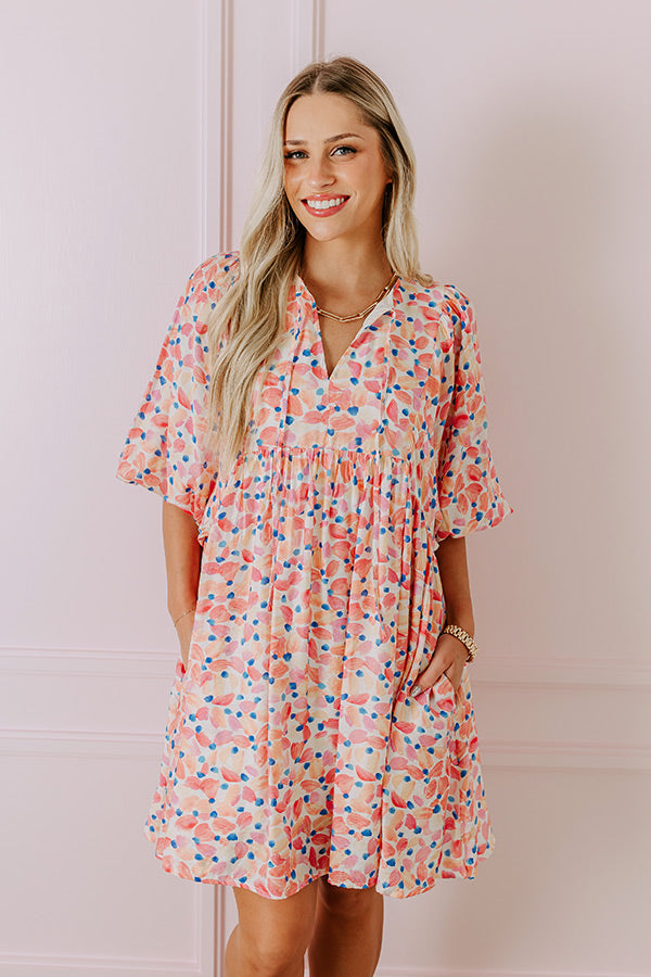 Premium Pink Tea Garden Babydoll Dress - Ultimate Floral Elegance