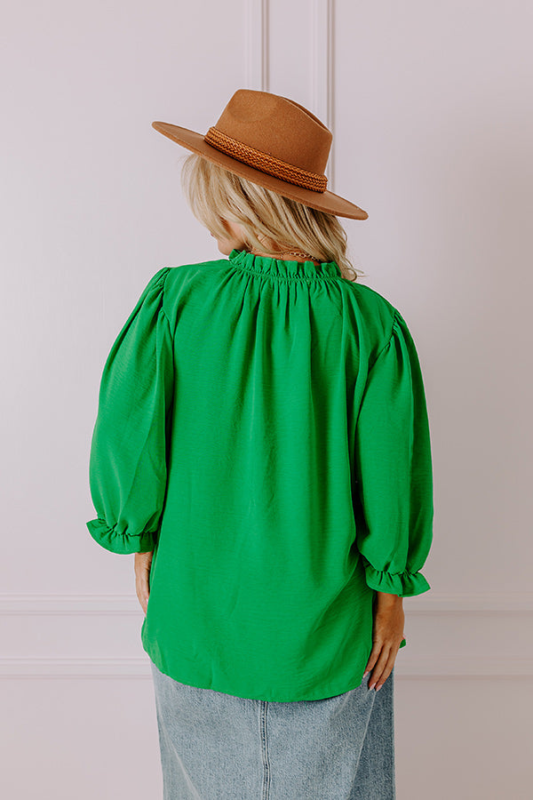 Premium Brunch Date Shift Top - Kelly Green Curves