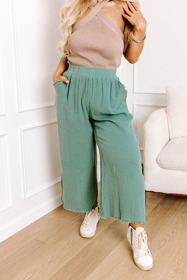 Premium Sandy Coast High Waist Pants - Light Teal Curves